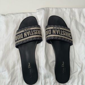 Dior Navy and Beige Slide Sandals